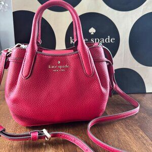 Kate Spade Dumpling Mini Leather Satchel Crossbody in Red Jam KI859